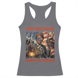 Harriet Tubman Quote Racerback Tank Top Every Great Dream Begins With A Dreamer TS12 Charcoal Print Your Wear