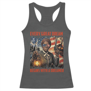 Harriet Tubman Quote Racerback Tank Top Every Great Dream Begins With A Dreamer TS12 Dark Heather Print Your Wear