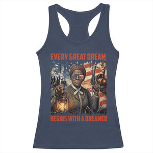 Harriet Tubman Quote Racerback Tank Top Every Great Dream Begins With A Dreamer TS12 Navy Print Your Wear