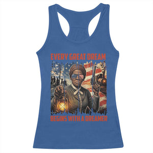 Harriet Tubman Quote Racerback Tank Top Every Great Dream Begins With A Dreamer TS12 Royal Blue Print Your Wear