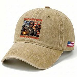 Harriet Tubman Quote Washed Cotton Baseball Cap Every Great Dream Begins With A Dreamer TS12 Print Your Wear
