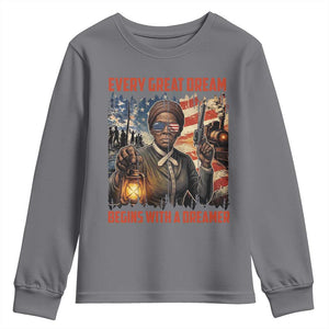 Harriet Tubman Quote Youth Sweatshirt Every Great Dream Begins With A Dreamer TS12 Charcoal Print Your Wear