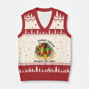 Harriet Tubman V-Neck Knit Sweater Vest Underground Railroad Hero Breaking Chains TS12 Beige Red Print Your Wear