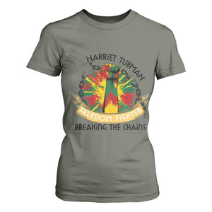 Harriet Tubman T Shirt For Women Underground Railroad Hero Breaking Chains TS12 Military Green Print Your Wear