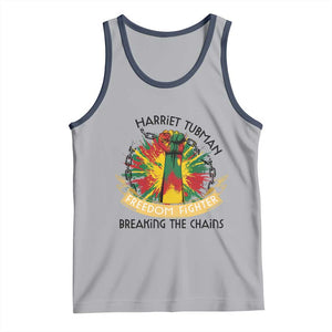Harriet Tubman Tank Top Underground Railroad Hero Breaking Chains TS12 Athletic Heather Navy Print Your Wear