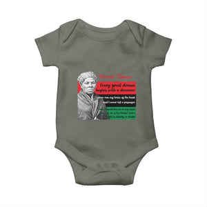 Harriet Tubman Quote Baby Onesie Pan African Flag Black History TS12 Military Green Print Your Wear