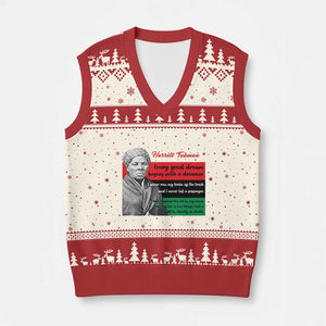 Harriet Tubman Quote V-Neck Knit Sweater Vest Pan African Flag Black History TS12 Beige Red Print Your Wear