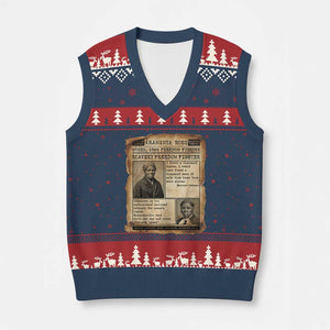 Harriet Tubman Newspaper V-Neck Knit Sweater Vest Slavery Freedom Fighter Historical TS12 Navy Red Print Your Wear
