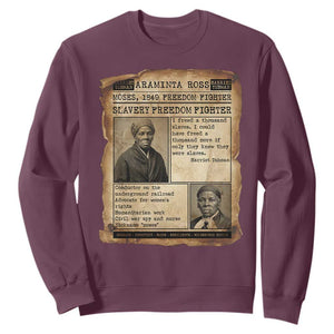 Harriet Tubman Newspaper Sweatshirt Slavery Freedom Fighter Historical TS12 Maroon Print Your Wear