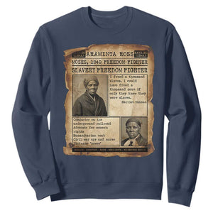 Harriet Tubman Newspaper Sweatshirt Slavery Freedom Fighter Historical TS12 Navy Print Your Wear