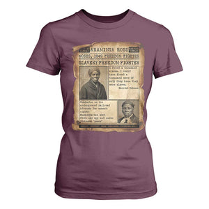 Harriet Tubman Newspaper T Shirt For Women Slavery Freedom Fighter Historical TS12 Maroon Print Your Wear