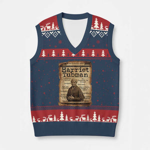 The Underground Railroad Hero V-Neck Knit Sweater Vest Harriet Tubman Slavery Freedom Fighter Gift TS12 Navy Red Print Your Wear