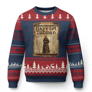 Harriet Tubman Newspaper Ugly Christmas Sweater Strong Black Woman Leader Gift TS12 Navy Red Print Your Wear