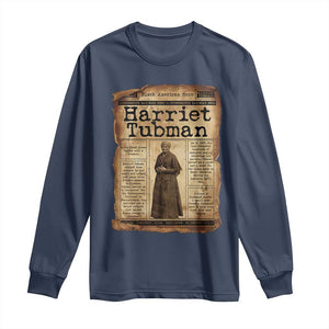 Harriet Tubman Newspaper Long Sleeve Shirt Strong Black Woman Leader Gift TS12 Navy Print Your Wear