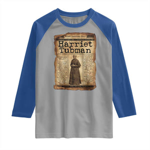 Harriet Tubman Newspaper Raglan Shirt Strong Black Woman Leader Gift TS12 Sport Gray Royal Print Your Wear