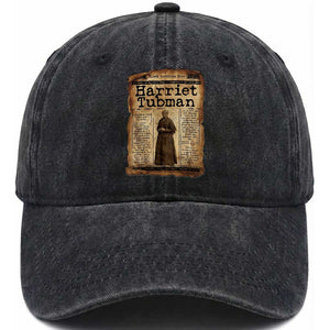 Harriet Tubman Newspaper Washed Cotton Baseball Cap Strong Black Woman Leader Gift TS12 Print Your Wear
