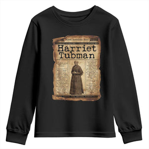 Harriet Tubman Newspaper Youth Sweatshirt Strong Black Woman Leader Gift TS12 Black Print Your Wear