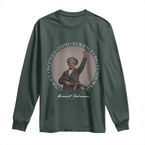 Harriet Tubman Leadership Long Sleeve Shirt Feminist History Gift TS12 Dark Forest Green Print Your Wear
