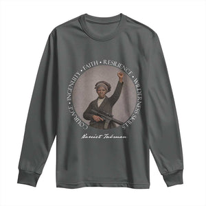 Harriet Tubman Leadership Long Sleeve Shirt Feminist History Gift TS12 Dark Heather Print Your Wear