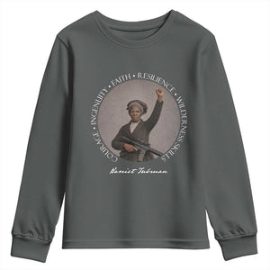 Harriet Tubman Leadership Youth Sweatshirt Feminist History Gift TS12 Dark Heather Print Your Wear