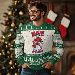 Maye Be A Dynasty Ugly Christmas Sweater Funny QB Football Fan TS12 Beige Green Print Your Wear