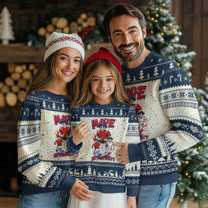 Maye Be A Dynasty Ugly Christmas Sweater Funny QB Football Fan TS12 Beige Navy Print Your Wear