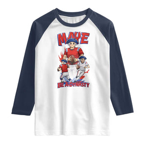 Maye Be A Dynasty Raglan Shirt Funny QB Football Fan TS12 White Navy Print Your Wear
