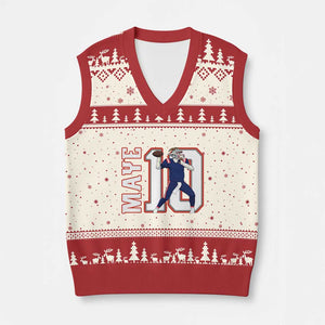 Maye Lover V-Neck Knit Sweater Vest QB 10 Player Fan TS12 Beige Red Print Your Wear