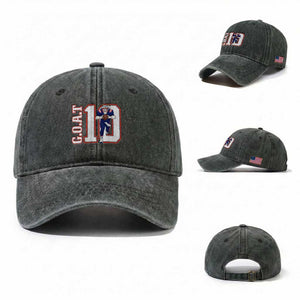 Number Ten Football Quarterback Fan Washed Cotton Baseball Cap TS12 Washed Cap Universal Fit Dark Green Print Your Wear