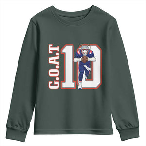 Number Ten Football Quarterback Fan Youth Sweatshirt TS12 Dark Forest Green Print Your Wear