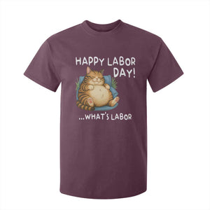 Funny Fat Cat Resting Lazy Cat T Shirt For Kid Happy Labor Day Whats Labor TS12 Maroon Print Your Wear