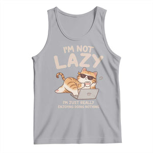 Funny Lazy Cat Tank Top I'm Not Lazy I'm Just Really Enjoying Doing Nothing TS12 Athletic Heather Print Your Wear