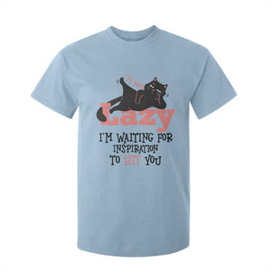 I Am Not Lazy I Am Waiting For Inspiration To Hit You T Shirt For Kid Black Lazy Cat TS12 Light Blue Print Your Wear