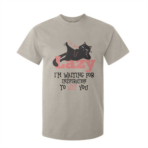 I Am Not Lazy I Am Waiting For Inspiration To Hit You T Shirt For Kid Black Lazy Cat TS12 Sand Print Your Wear
