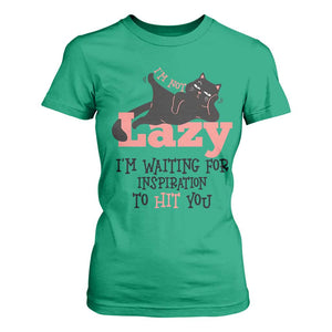 I Am Not Lazy I Am Waiting For Inspiration To Hit You T Shirt For Women Black Lazy Cat TS12 Irish Green Print Your Wear
