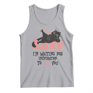 I Am Not Lazy I Am Waiting For Inspiration To Hit You Tank Top Black Lazy Cat TS12 Athletic Heather Print Your Wear