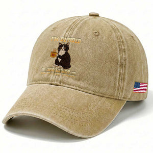 Funny I Am Retired You Are Not Have Fun At Work Tomorrow Washed Cotton Baseball Cap Black Cat TS12 Print Your Wear