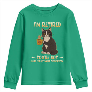 Funny I Am Retired You Are Not Have Fun At Work Tomorrow Youth Sweatshirt Black Cat TS12 Irish Green Print Your Wear