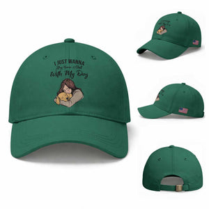 Funny Dog Lover Baseball Cap I Just Wanna Stay Home With My Dog TS12 Baseball Cap Universal Fit Irish Green Print Your Wear