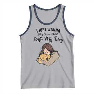 Funny Dog Lover Tank Top I Just Wanna Stay Home With My Dog TS12 Athletic Heather Navy Print Your Wear