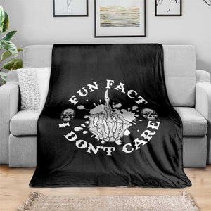 Dark Humor Skeleton Fun Fact I Do Not Care Vibe Throw Blanket TS12 Print Your Wear