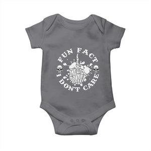 Dark Humor Skeleton Fun Fact I Do Not Care Vibe Baby Onesie TS12 Charcoal Print Your Wear