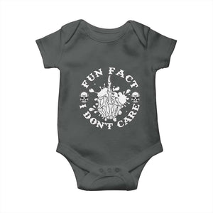 Dark Humor Skeleton Fun Fact I Do Not Care Vibe Baby Onesie TS12 Dark Heather Print Your Wear
