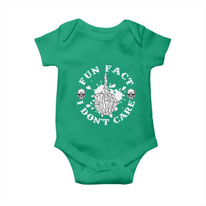Dark Humor Skeleton Fun Fact I Do Not Care Vibe Baby Onesie TS12 Irish Green Print Your Wear
