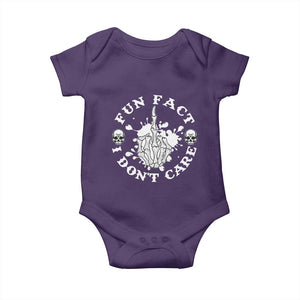 Dark Humor Skeleton Fun Fact I Do Not Care Vibe Baby Onesie TS12 Purple Print Your Wear