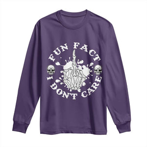 Dark Humor Skeleton Fun Fact I Do Not Care Vibe Long Sleeve Shirt TS12 Purple Print Your Wear
