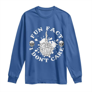 Dark Humor Skeleton Fun Fact I Do Not Care Vibe Long Sleeve Shirt TS12 Royal Blue Print Your Wear