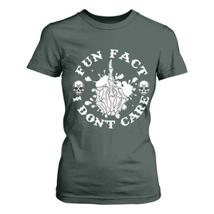 Dark Humor Skeleton Fun Fact I Do Not Care Vibe T Shirt For Women TS12 Dark Forest Green Print Your Wear