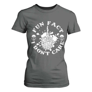Dark Humor Skeleton Fun Fact I Do Not Care Vibe T Shirt For Women TS12 Dark Heather Print Your Wear