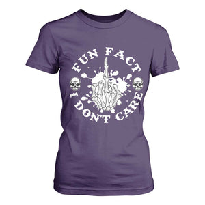 Dark Humor Skeleton Fun Fact I Do Not Care Vibe T Shirt For Women TS12 Purple Print Your Wear